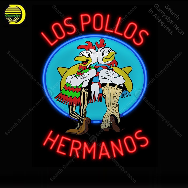 Los Pollos Hermanos 속보 나쁜 네온 라이트 사인 컵 네온 사인 벽 장식 호텔 맥주 펍 펍 공예 아이코닉 사인 라이트